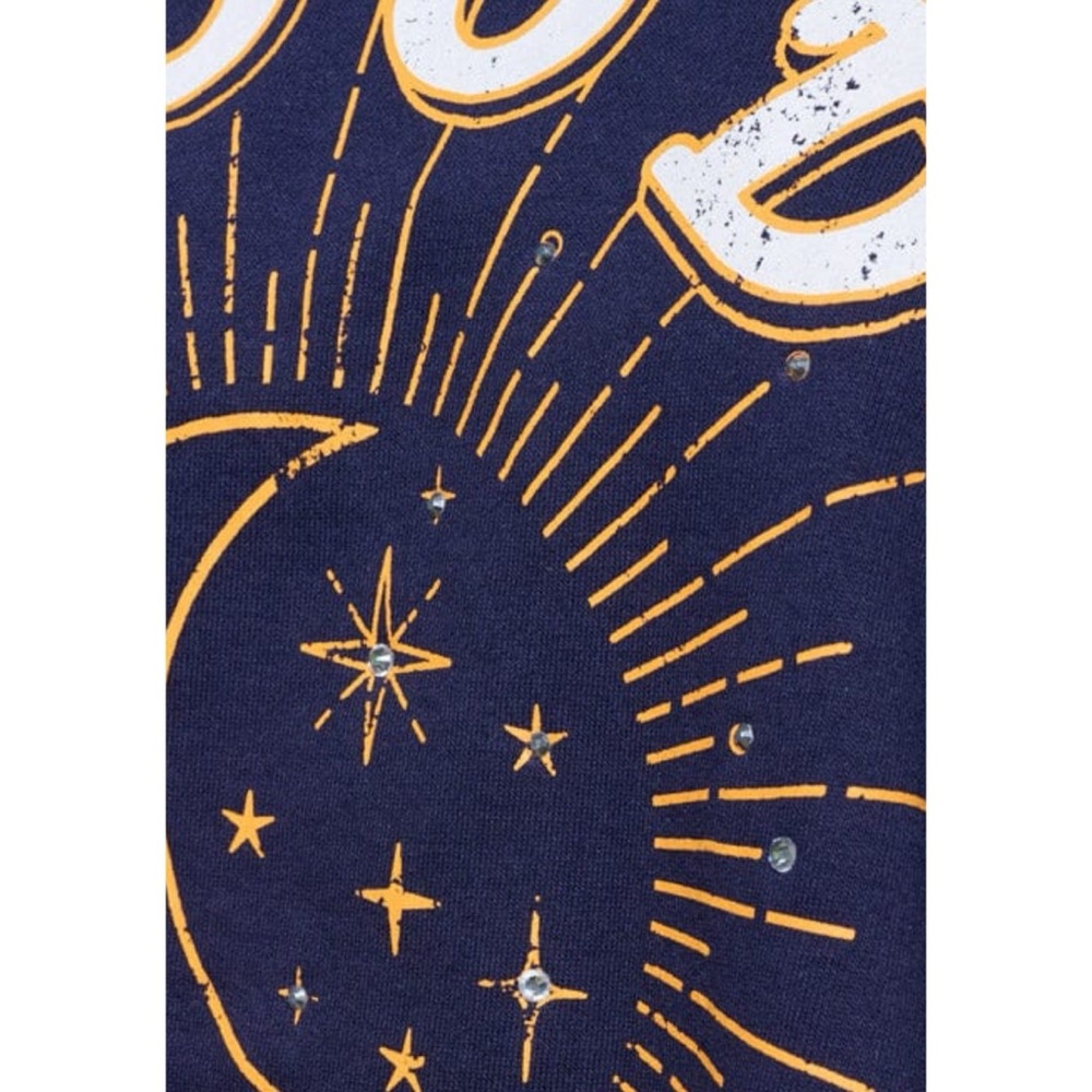 PEACH LOVE CALIFORNIA Good vibes navy blue top sz medium and large - Picture 6 of 9
